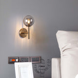 Round Wall Lighting Simplicity Red/Green/Amber Glass 1 Bulb Bedside Sconce Light Fixture with Pencil Arm Clearhalo 'Cast Iron' 'Glass' 'Industrial' 'Modern wall lights' 'Modern' 'Tiffany' 'Traditional wall lights' 'Wall Lamps & Sconces' 'Wall Lights' Lighting' 1604629