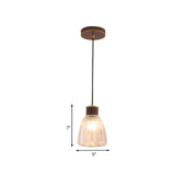 1-Light Dining Room Hanging Pendant Simple Brown Ceiling Light with Bell Clear Glass Shade Clearhalo 'Ceiling Lights' 'Glass shade' 'Glass' 'Modern Pendants' 'Modern' 'Pendant Lights' 'Pendants' Lighting' 1604640