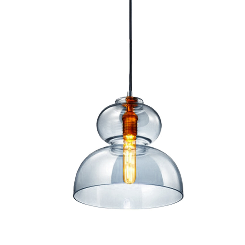 Contemporary Curved Ceiling Light Blue/Cognac Glass 1 Bulb Restaurant Pendant Lighting Fixture, 10"/11" Wide Clearhalo 'Ceiling Lights' 'Close To Ceiling Lights' 'Glass shade' 'Glass' 'Modern Pendants' 'Modern' 'Pendant Lights' 'Pendants' Lighting' 1604868