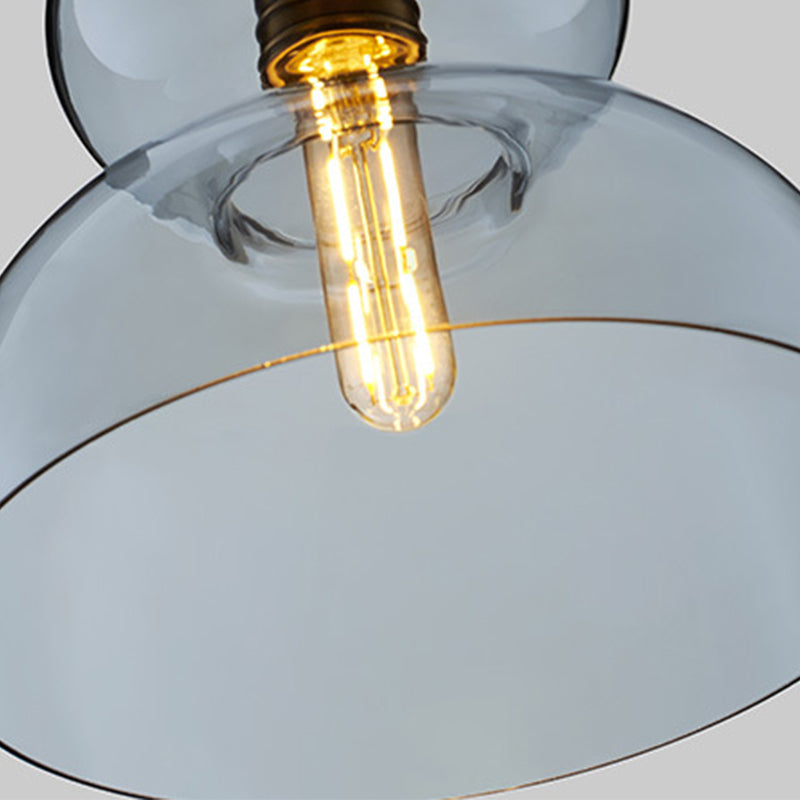 Contemporary Curved Ceiling Light Blue/Cognac Glass 1 Bulb Restaurant Pendant Lighting Fixture, 10"/11" Wide Clearhalo 'Ceiling Lights' 'Close To Ceiling Lights' 'Glass shade' 'Glass' 'Modern Pendants' 'Modern' 'Pendant Lights' 'Pendants' Lighting' 1604869