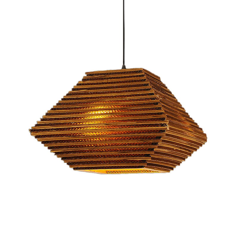 Brown Honeycomb Pendant Lighting Vintage Recycled Cardboard 1 Head Bar Hanging Lamp Clearhalo 'Ceiling Lights' 'Industrial Pendants' 'Industrial' 'Middle Century Pendants' 'Pendant Lights' 'Pendants' 'Tiffany' Lighting' 1604880