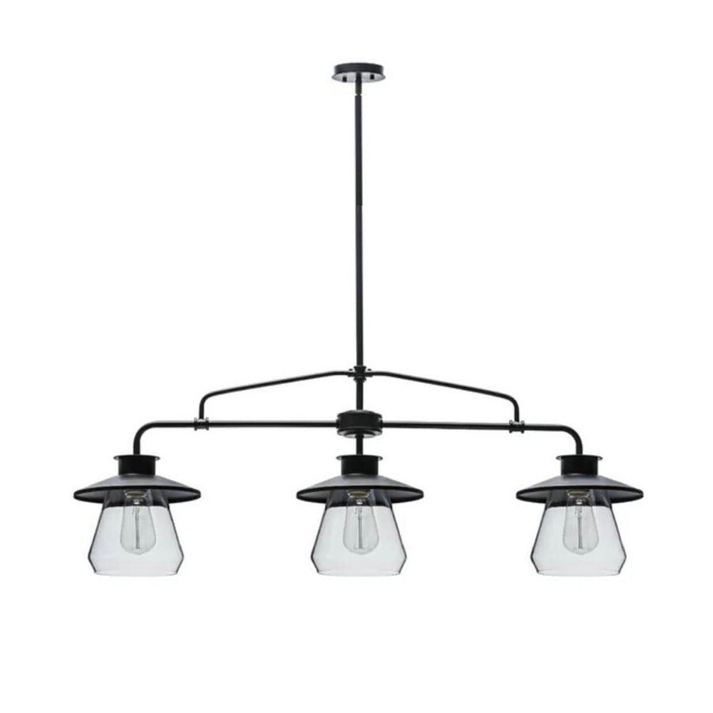 3 Bulbs Clear Glass Island Lighting Vintage Black Jar Shaped Dining Room Hanging Lamp Kit Clearhalo 'Ceiling Lights' 'Island Lights' Lighting' 1604906