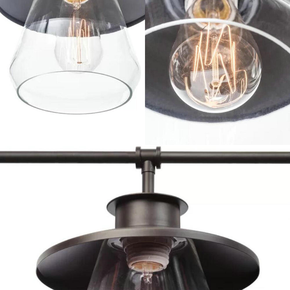 3 Bulbs Clear Glass Island Lighting Vintage Black Jar Shaped Dining Room Hanging Lamp Kit Clearhalo 'Ceiling Lights' 'Island Lights' Lighting' 1604908