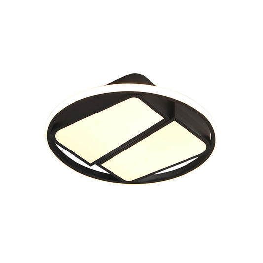 2-Trapezoid Ceiling Mount Light Modern Metal Black/White LED 16"/19.5" Wide Flush Light Fixture for Bedroom in Warm/White Light Clearhalo 'Ceiling Lights' 'Close To Ceiling Lights' 'Close to ceiling' 'Flush mount' Lighting' 160525