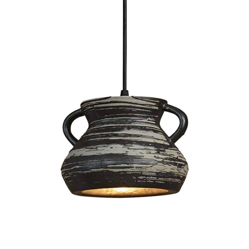 Barrel/Bell/Urn Shade Ceramic Pendant Light Industrial 1 Light Restaurant Hanging Light Fixture in Grey Clearhalo 'Ceiling Lights' 'Modern Pendants' 'Modern' 'Pendant Lights' 'Pendants' Lighting' 160528