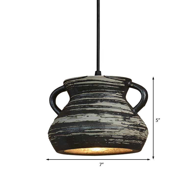 Barrel/Bell/Urn Shade Ceramic Pendant Light Industrial 1 Light Restaurant Hanging Light Fixture in Grey Clearhalo 'Ceiling Lights' 'Modern Pendants' 'Modern' 'Pendant Lights' 'Pendants' Lighting' 160529