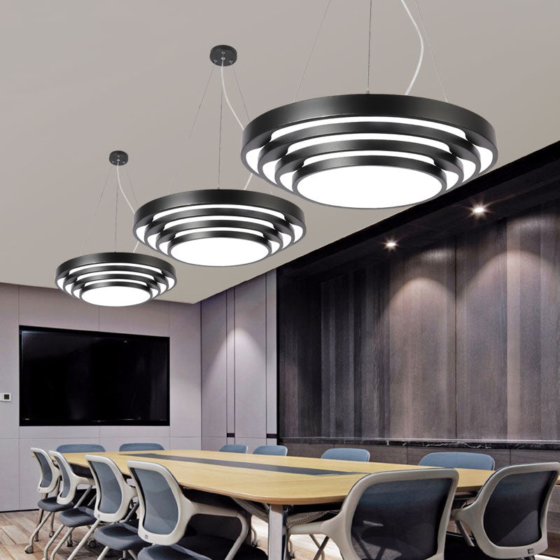 Modernism Tapered Round Pendant Ceiling Light Metal LED Dining Room Hanging Light Kit in Black/White, Warm/White/Natural Light Clearhalo 'Ceiling Lights' 'Modern Pendants' 'Modern' 'Pendant Lights' 'Pendants' Lighting' 160558