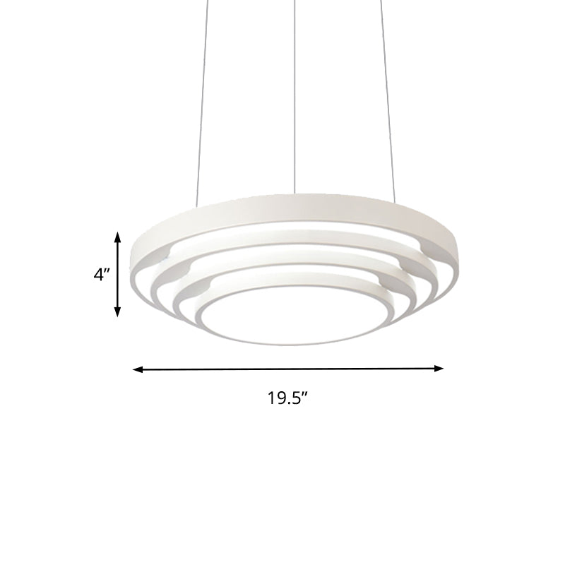 Modernism Tapered Round Pendant Ceiling Light Metal LED Dining Room Hanging Light Kit in Black/White, Warm/White/Natural Light Clearhalo 'Ceiling Lights' 'Modern Pendants' 'Modern' 'Pendant Lights' 'Pendants' Lighting' 160566