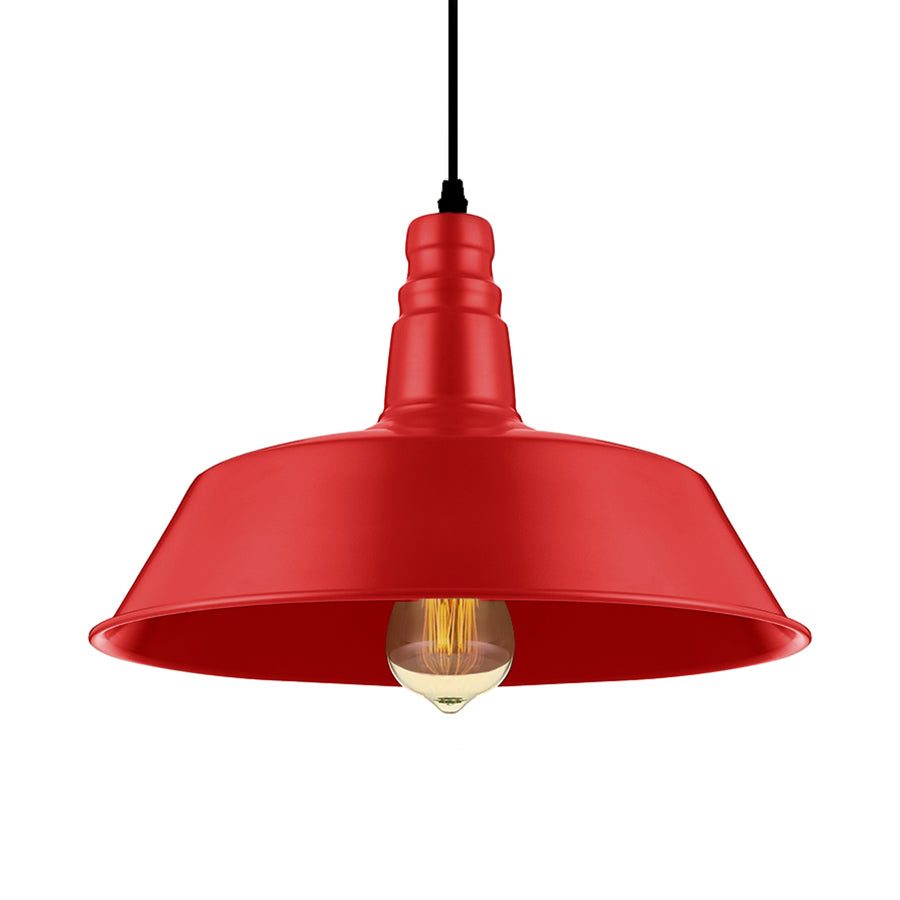 10"/14" Wide Barn Living Room Pendant Lighting Industrial Style Metallic 1 Bulb Red/Green Ceiling Light Fixture Clearhalo 'Art Deco Pendants' 'Cast Iron' 'Ceiling Lights' 'Ceramic' 'Crystal' 'Industrial Pendants' 'Industrial' 'Metal' 'Middle Century Pendants' 'Pendant Lights' 'Pendants' 'Tiffany' Lighting' 16059