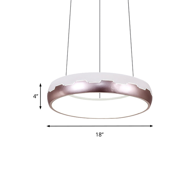 Rose Gold Ring Suspension Lighting Modern LED Metal Hanging Light Kit in White/Warm Light, 18"/21.5" Wide Clearhalo 'Ceiling Lights' 'Modern Pendants' 'Modern' 'Pendant Lights' 'Pendants' Lighting' 160593