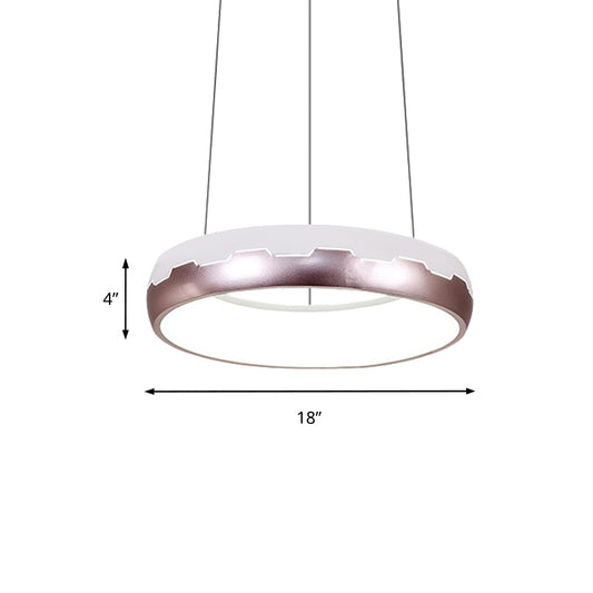 Rose Gold Ring Suspension Lighting Modern LED Metal Hanging Light Kit in White/Warm Light, 18"/21.5" Wide Clearhalo 'Ceiling Lights' 'Modern Pendants' 'Modern' 'Pendant Lights' 'Pendants' Lighting' 160593