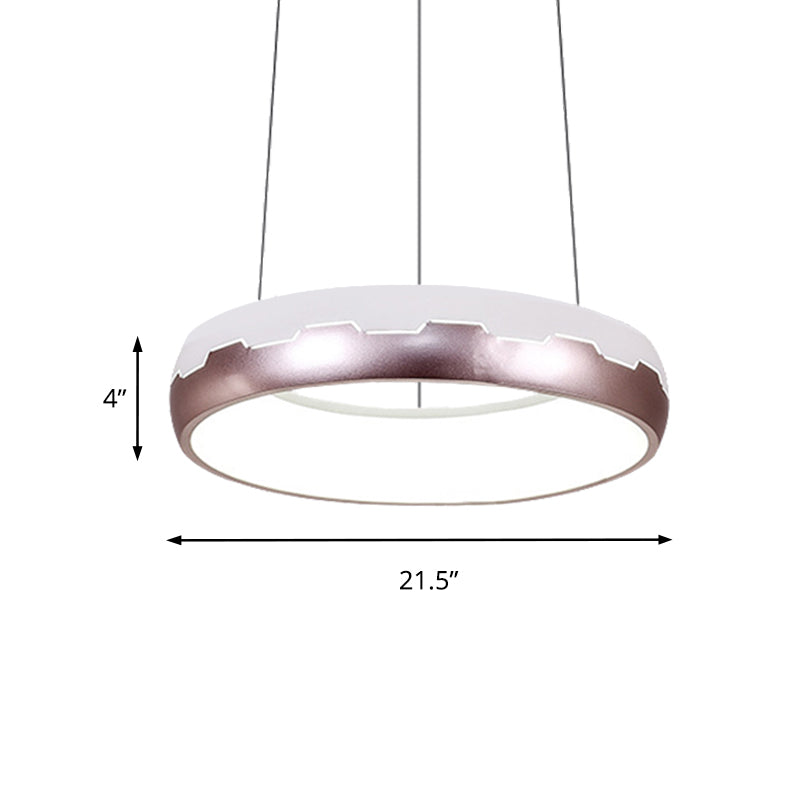 Rose Gold Ring Suspension Lighting Modern LED Metal Hanging Light Kit in White/Warm Light, 18"/21.5" Wide Clearhalo 'Ceiling Lights' 'Modern Pendants' 'Modern' 'Pendant Lights' 'Pendants' Lighting' 160594