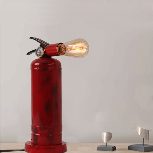 Bistro Fire Extinguisher Shape Table Light Metal 1 Bulb Red Finish Table Lamp with Plug-In Cord Red Clearhalo 'Lamps' 'Table Lamps' Lighting' 160656