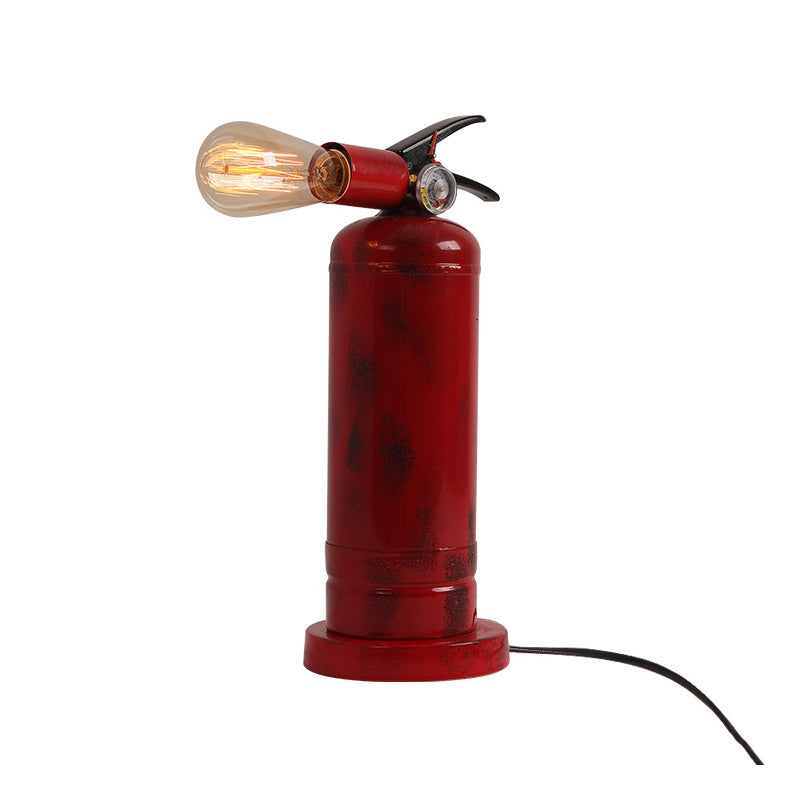 Bistro Fire Extinguisher Shape Table Light Metal 1 Bulb Red Finish Table Lamp with Plug-In Cord Clearhalo 'Lamps' 'Table Lamps' Lighting' 160658