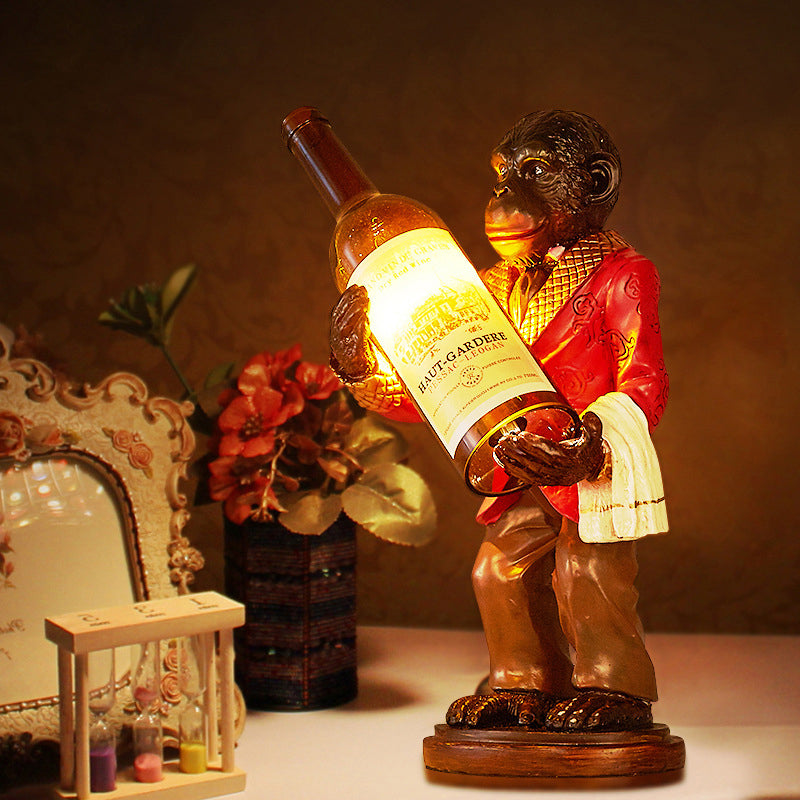 One-light Industrial Desk light Monkey Shape Table Lamp for Restaurant Cafe Children Bedroom Red Clearhalo 'Lamps' 'Table Lamps' Lighting' 160696