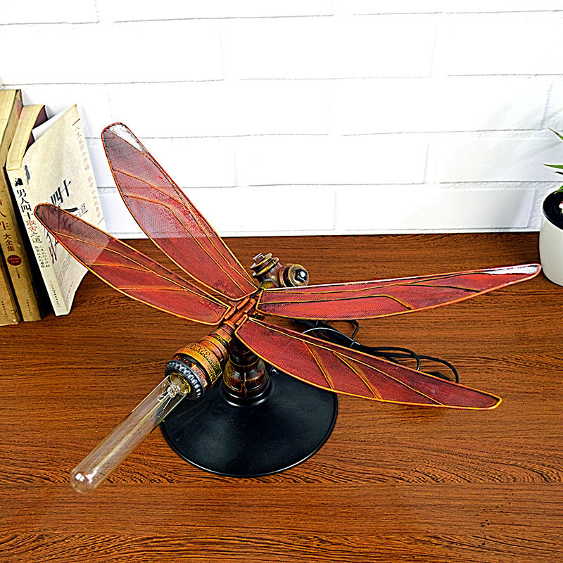 Industrial Table Lighting Dragonfly Shape Metal Table Lamp in Weathered Copper for Kid Bedroom Copper Clearhalo 'Lamps' 'Table Lamps' Lighting' 160727