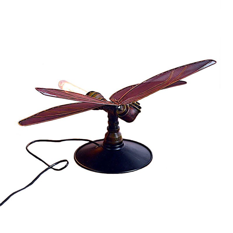 Industrial Table Lighting Dragonfly Shape Metal Table Lamp in Weathered Copper for Kid Bedroom Clearhalo 'Lamps' 'Table Lamps' Lighting' 160729