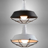 10"/14"/18" Dia Wire Frame Metal Pendant Light with Barn Shade Retro Style 1 Light Kitchen Ceiling Light in Black/White Clearhalo 'Art Deco Pendants' 'Black' 'Cast Iron' 'Ceiling Lights' 'Ceramic' 'Crystal' 'Industrial Pendants' 'Industrial' 'Metal' 'Middle Century Pendants' 'Pendant Lights' 'Pendants' 'Rustic Pendants' 'Tiffany' Lighting' 16077