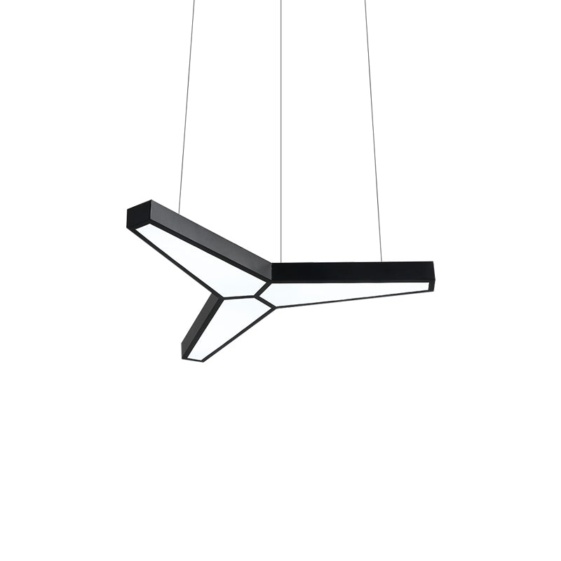 Metal Y Shape Hanging Lamp Modern 3 Lights White Led Ceiling Light Kit in White/Warm/Natural Light with Acrylic Diffuser Clearhalo 'Ceiling Lights' 'Modern Pendants' 'Modern' 'Pendant Lights' 'Pendants' Lighting' 160824