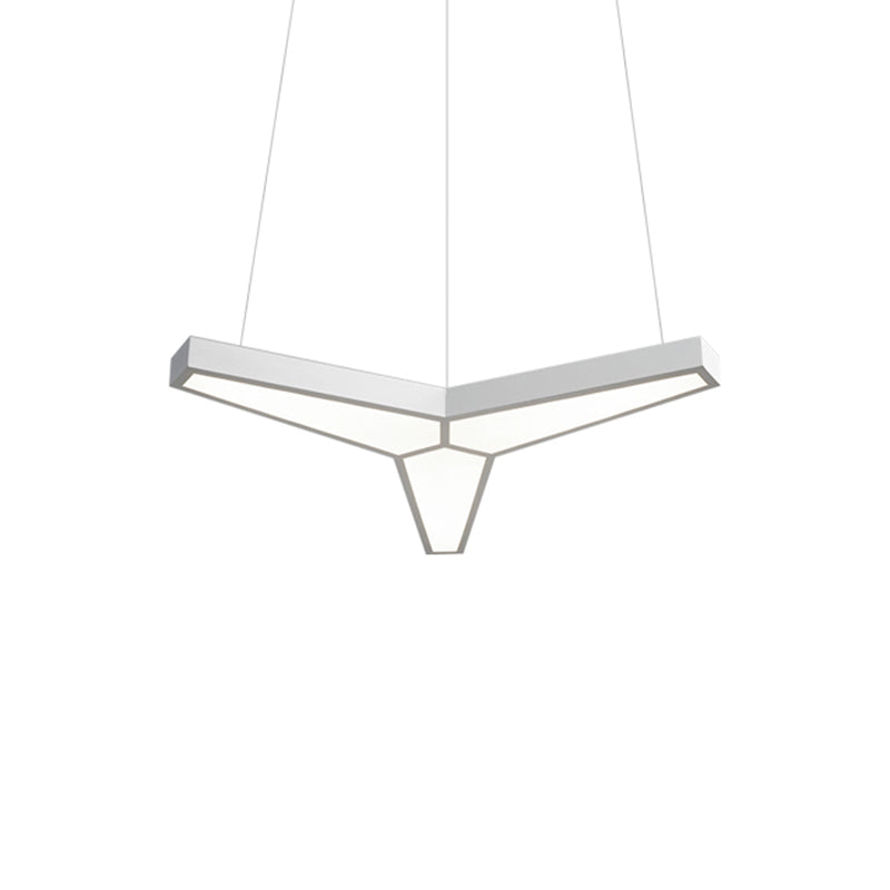 Metal Y Shape Hanging Lamp Modern 3 Lights White Led Ceiling Light Kit in White/Warm/Natural Light with Acrylic Diffuser Clearhalo 'Ceiling Lights' 'Modern Pendants' 'Modern' 'Pendant Lights' 'Pendants' Lighting' 160829