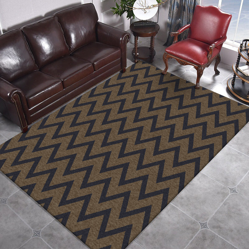 Stylish Swirl Stripe Pattern Rug Brown and Black Nordic Rug Polyester Washable Anti-Slip Backing Area Rug for Living Room Brown Clearhalo 'Area Rug' 'Modern' 'Rugs' Rug' 1608374