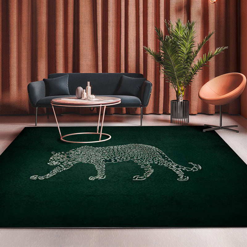Dark Green Casual Rug Polyester Cheetah Pattern Rug Washable Non-Slip Backing Carpet for Living Room Clearhalo 'Area Rug' 'Modern' 'Rugs' Rug' 1608393