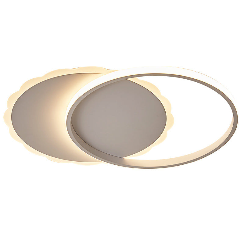 Moon Semi Flush Light Modern Acrylic LED White/Coffee Brown Ceiling Light Fixture in Warm/White/Natural Light Clearhalo 'Ceiling Lights' 'Close To Ceiling Lights' 'Close to ceiling' 'Flush mount' Lighting' 160841