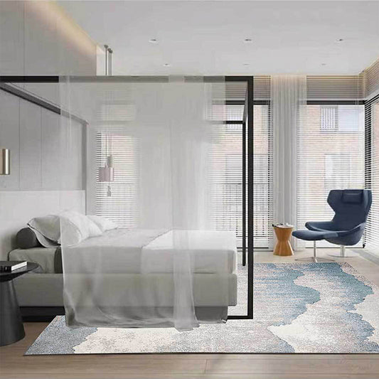 Vintage Ink Wash Painting Rug Light Blue Polyester Rug Machine Washable Non-Slip Area Rug for Living Room Clearhalo 'Area Rug' 'Rug' 1608470