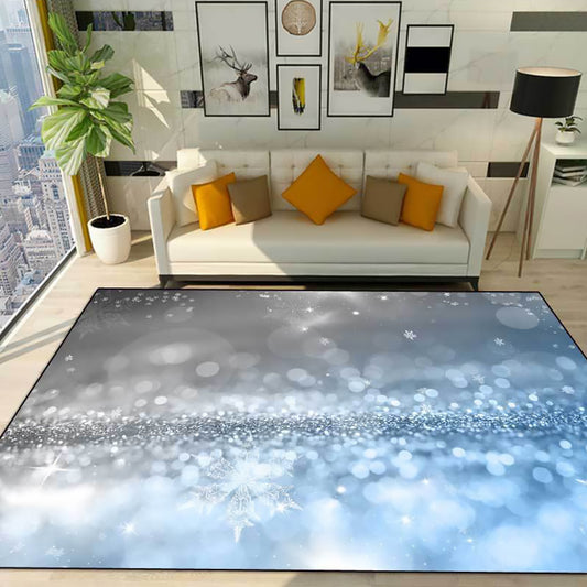 Blue and Grey Bedroom Rug Modern Stars Snowflake Pattern Area Rug Polyester Pet Friendly Carpet Blue Clearhalo 'Area Rug' 'Modern' 'Rugs' Rug' 1608509