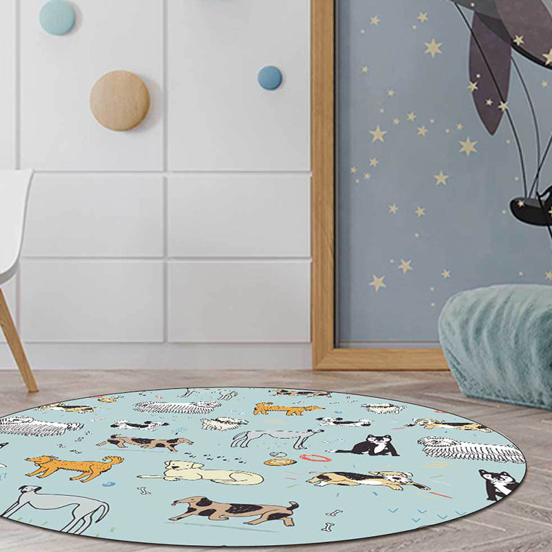 Unique Kids Rug in Green Animal Dog Bone Footprint Pattern Rug Polyester Machine Washable Carpet for Nursery Green Clearhalo 'Area Rug' 'Rug' 1608517