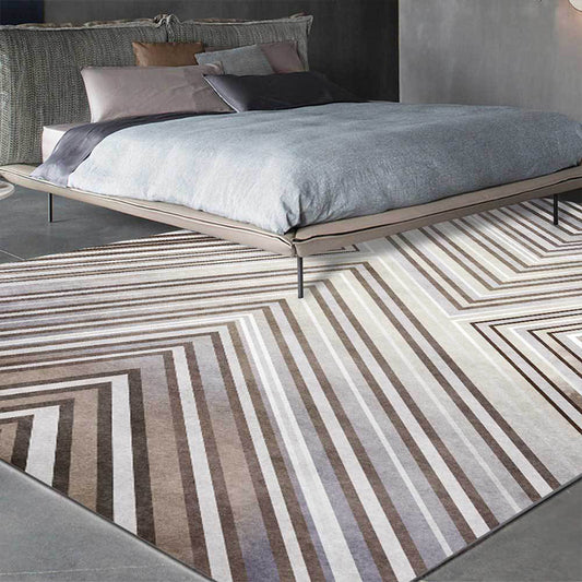 Grey Contemporary Rug Polyester Striped Pattern Rug Washable Non-Slip Backing Carpet for Living Room Clearhalo 'Area Rug' 'Modern' 'Rugs' Rug' 1608598