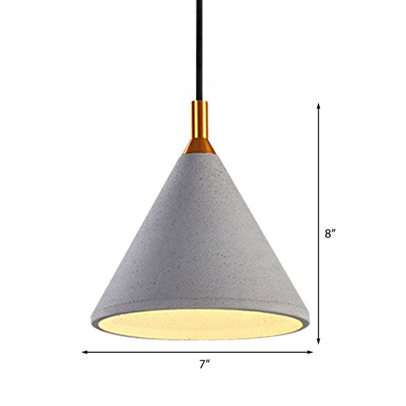 Gray Conical Ceiling Pendant Vintage Style Cement 1 Light Coffee Shop Pendant Light Fixture Clearhalo 'Ceiling Lights' 'Modern Pendants' 'Modern' 'Pendant Lights' 'Pendants' Lighting' 160862