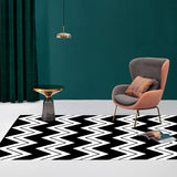 Black and White Novelty Rug Polyester Chevron Pattern Rug Washable Non-Slip Backing Carpet for Living Room Clearhalo 'Area Rug' 'Modern' 'Rugs' Rug' 1608648