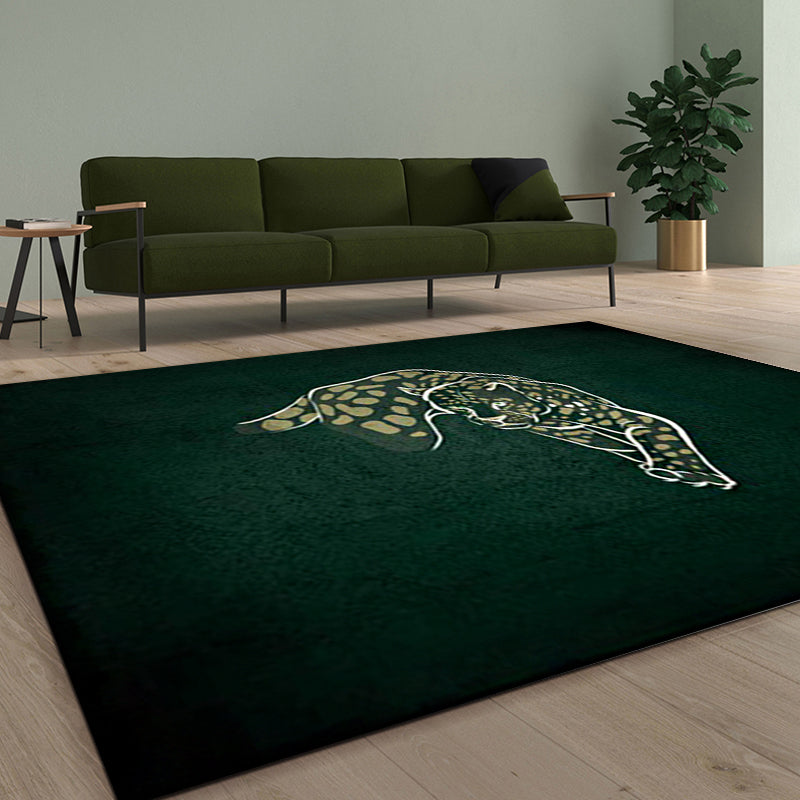 Modern Cheetah Pattern Rug Dark Green Polyester Rug Machine Washable Non-Slip Area Rug for Bedroom Clearhalo 'Area Rug' 'Modern' 'Rugs' Rug' 1608665