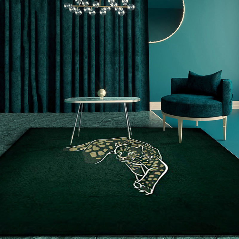 Modern Cheetah Pattern Rug Dark Green Polyester Rug Machine Washable Non-Slip Area Rug for Bedroom Clearhalo 'Area Rug' 'Modern' 'Rugs' Rug' 1608666