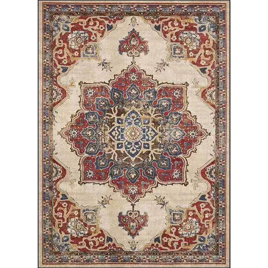 Vintage Medallion Pattern Rug Brown Polyester Rug Machine Washable Non-Slip Area Rug for Living Room Clearhalo 'Area Rug' 'Moroccan' 'Rugs' Rug' 1608684