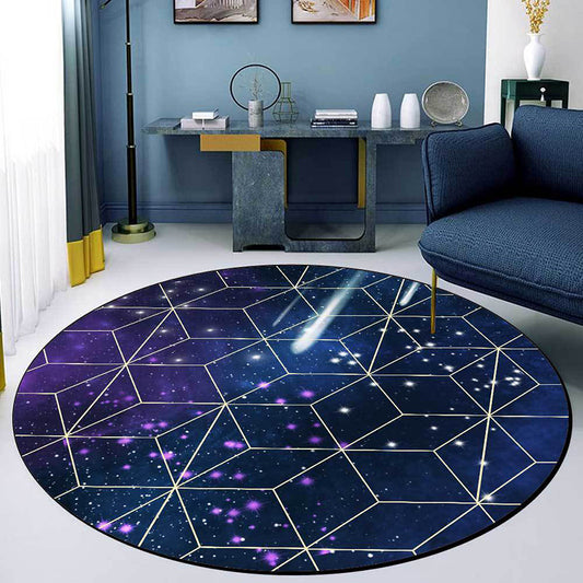 Novelty Modern Rug in Blue Outer Space Galaxy Geometry Pattern Rug Polyester Washable Carpet for Home Decoration Dark Blue Clearhalo 'Area Rug' 'Modern' 'Rugs' Rug' 1608774