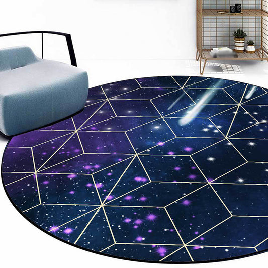 Novelty Modern Rug in Blue Outer Space Galaxy Geometry Pattern Rug Polyester Washable Carpet for Home Decoration Clearhalo 'Area Rug' 'Modern' 'Rugs' Rug' 1608775
