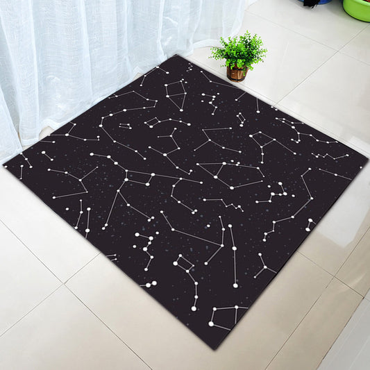 Modern Living Room Rug in Black Outer Space Constellation Print Rug Polyester Washable Area Rug Black Clearhalo 'Area Rug' 'Modern' 'Rugs' Rug' 1608782