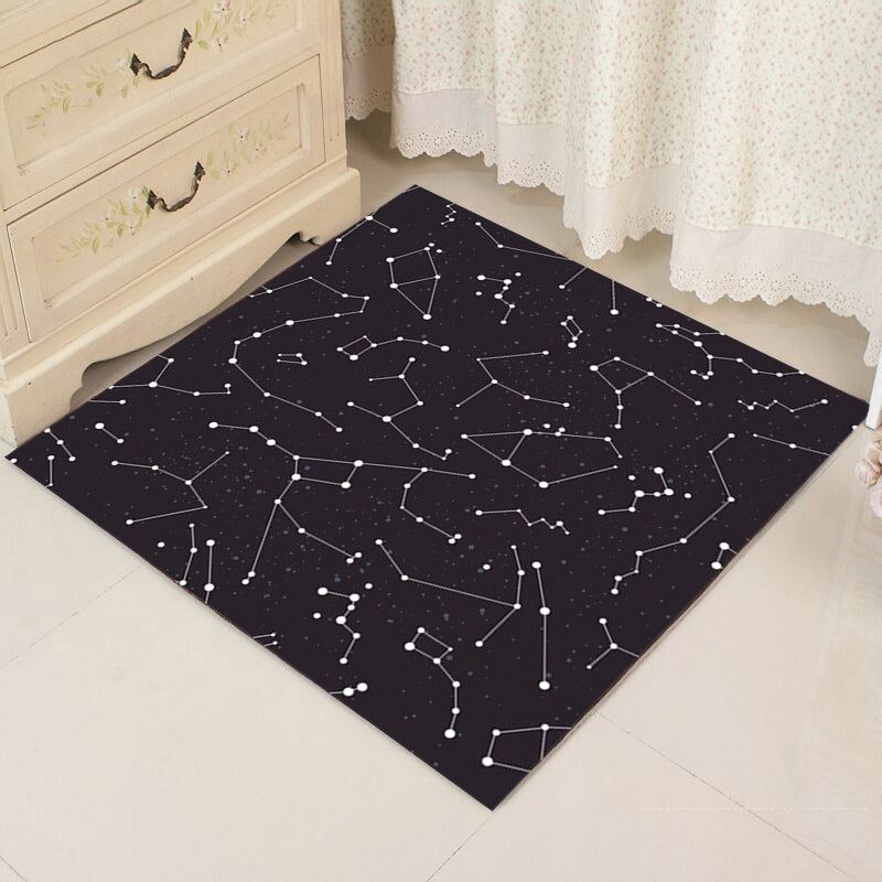 Modern Living Room Rug in Black Outer Space Constellation Print Rug Polyester Washable Area Rug Clearhalo 'Area Rug' 'Modern' 'Rugs' Rug' 1608783