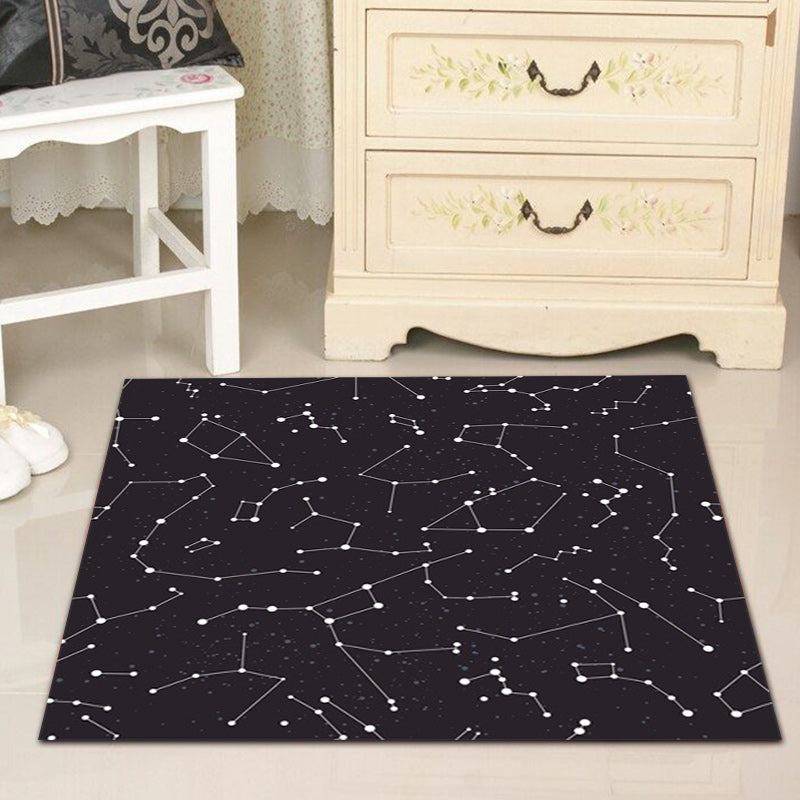 Modern Living Room Rug in Black Outer Space Constellation Print Rug Polyester Washable Area Rug Clearhalo 'Area Rug' 'Modern' 'Rugs' Rug' 1608784