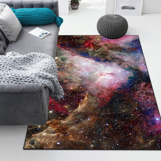 Pink and Brown Bedroom Rug Modern Outer Space Nebula Pattern Area Rug Polyester Pet Friendly Carpet Yellow Clearhalo 'Area Rug' 'Modern' 'Rugs' Rug' 1608790
