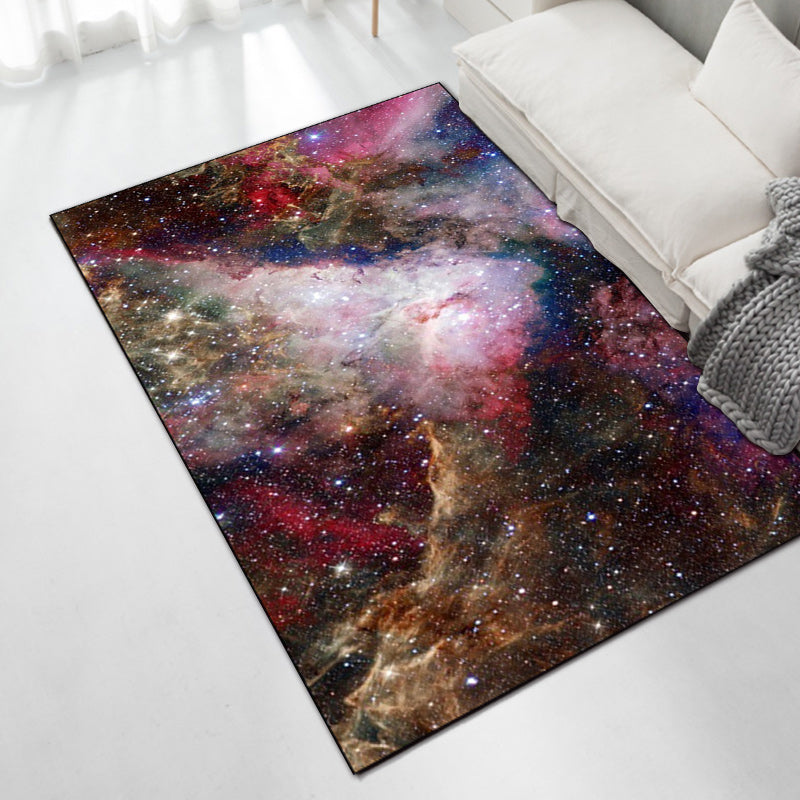 Pink and Brown Bedroom Rug Modern Outer Space Nebula Pattern Area Rug Polyester Pet Friendly Carpet Clearhalo 'Area Rug' 'Modern' 'Rugs' Rug' 1608791