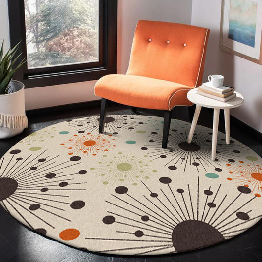 Modern Living Room Rug in Ivory Polka Dots Lines Print Rug Polyester Stain-Resistant Area Rug Light Khaki Clearhalo 'Area Rug' 'Modern' 'Rugs' Rug' 1608806
