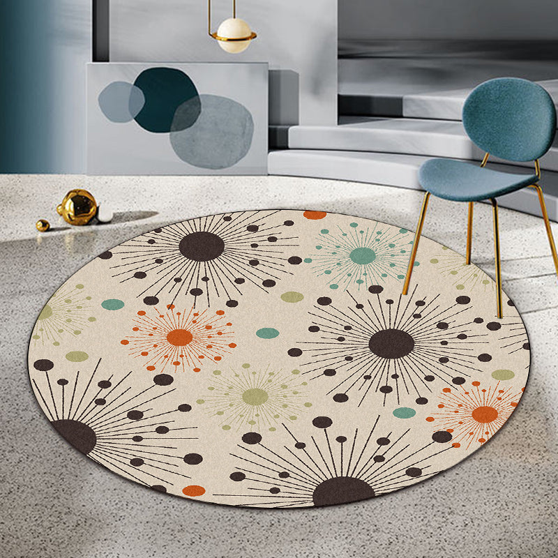 Modern Living Room Rug in Ivory Polka Dots Lines Print Rug Polyester Stain-Resistant Area Rug Clearhalo 'Area Rug' 'Modern' 'Rugs' Rug' 1608807