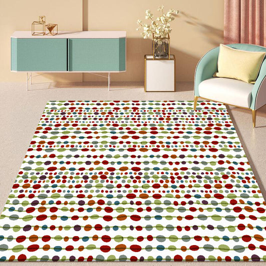 Scandinavian Modern Rug in White Polka Dots Stripe Pattern Rug Polyester Washable Carpet for Home Decoration Clearhalo 'Area Rug' 'Modern' 'Rugs' Rug' 1608815