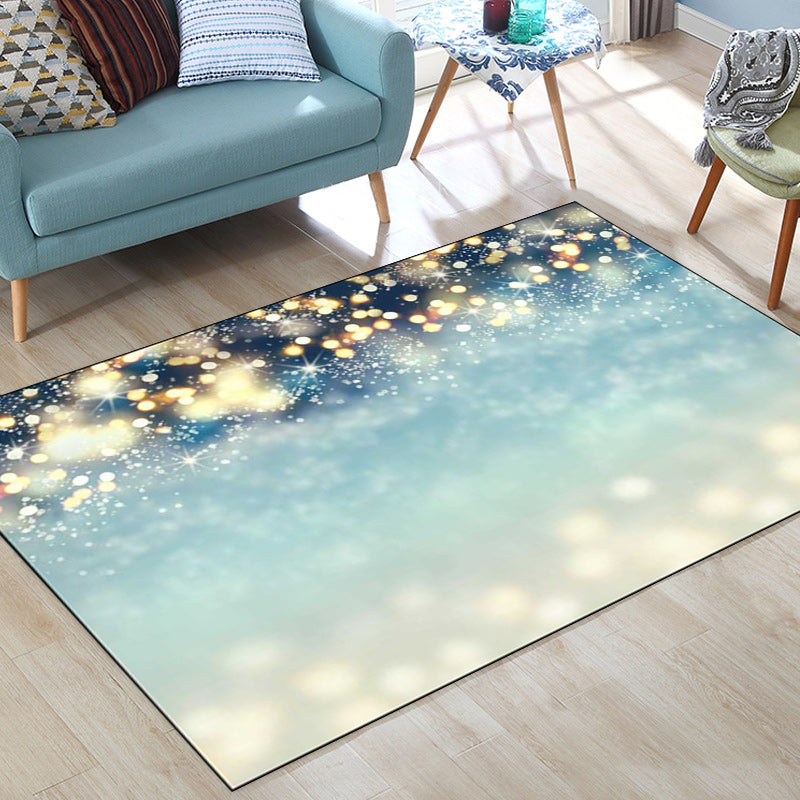 Modern Living Room Rug in Blue Glitter Print Rug Polyester Machine Washable Pet Friendly Area Rug Light Blue Clearhalo 'Area Rug' 'Modern' 'Rugs' Rug' 1608822