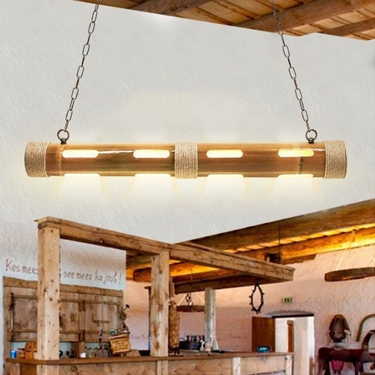 Bistro Tube Shade Island Lights Iron Vintage-style One-light Island Fixtures in Beige Yellow Clearhalo 'Ceiling Lights' 'Island Lights' Lighting' 160882