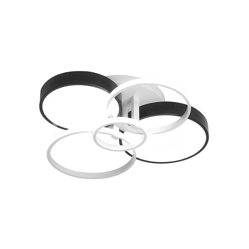 Circular Living Room Ceiling Mounted Light Acrylic 3/5 Lights Modern Stylish Close to Ceiling Light in Black Clearhalo 'Ceiling Lights' 'Close To Ceiling Lights' 'Close to ceiling' 'Flush mount' Lighting' 160893