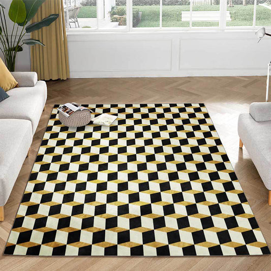 Black and Golden Modern Rug Polyester Geometric Pattern Rug Washable Non-Slip Backing Carpet for Living Room Black Clearhalo 'Area Rug' 'Modern' 'Rugs' Rug' 1608966